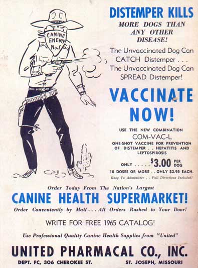 A 1960s ad for canine distemper vaccination