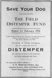 An early advertisement for the Field Distemper Fund
