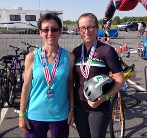 Me and my mom after completing our first sprint duathlon in 2016